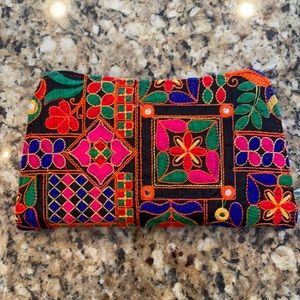 Colorful embroidered clutch- new!